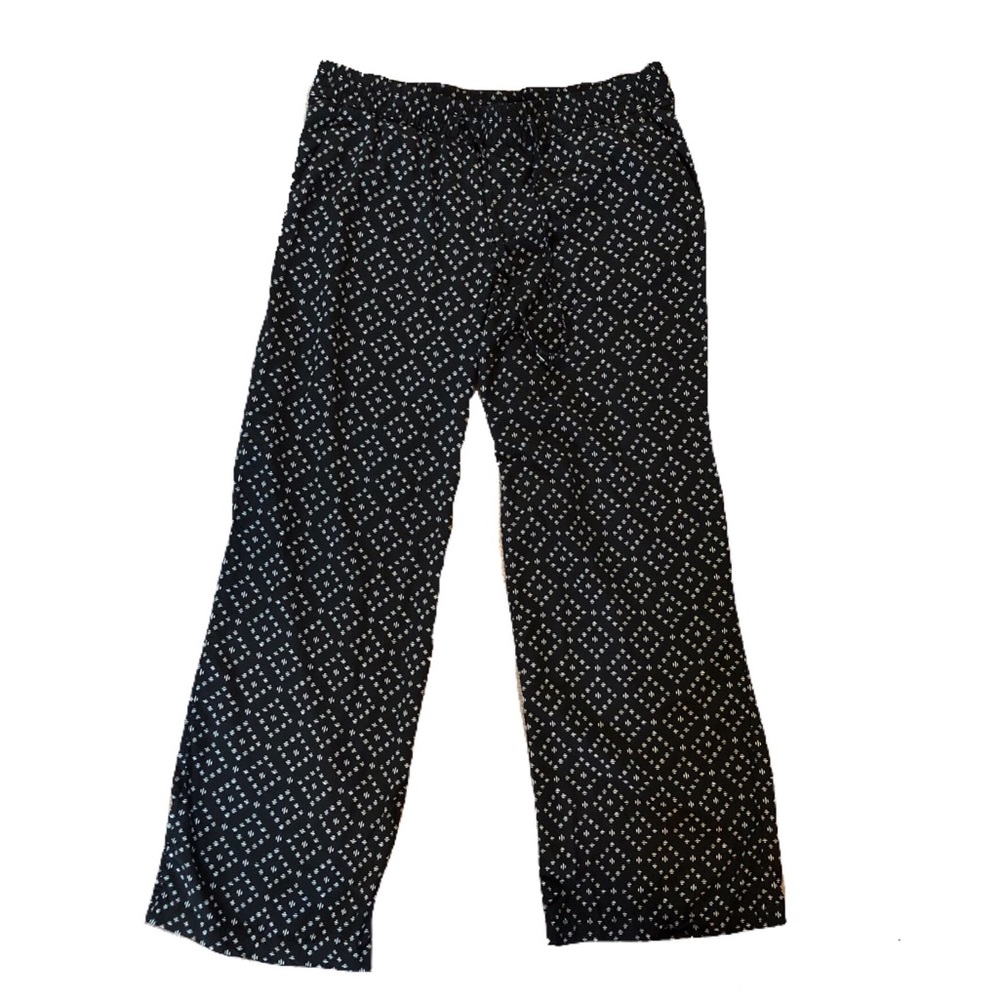 Cute Black Print Casual Pants, Size L